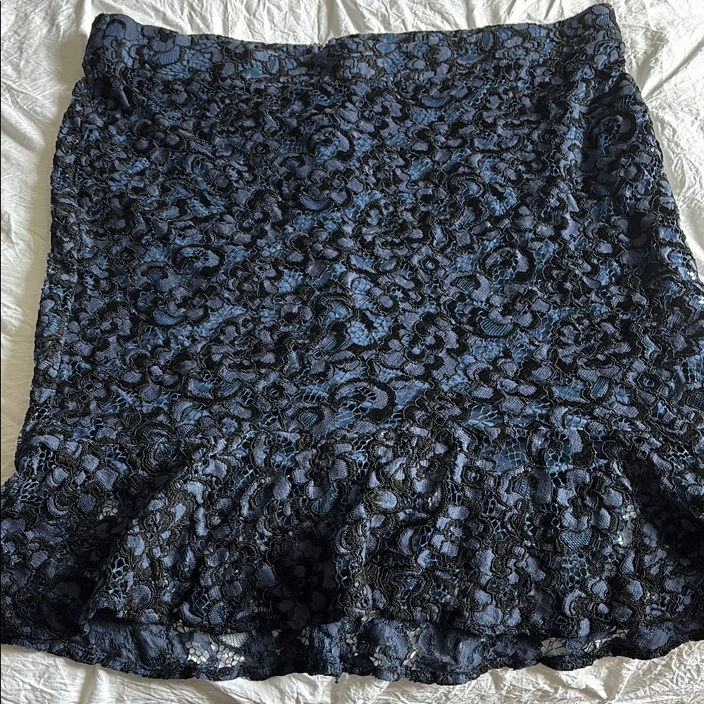 Lane Bryant Black and Blue Lace Mini Skirt